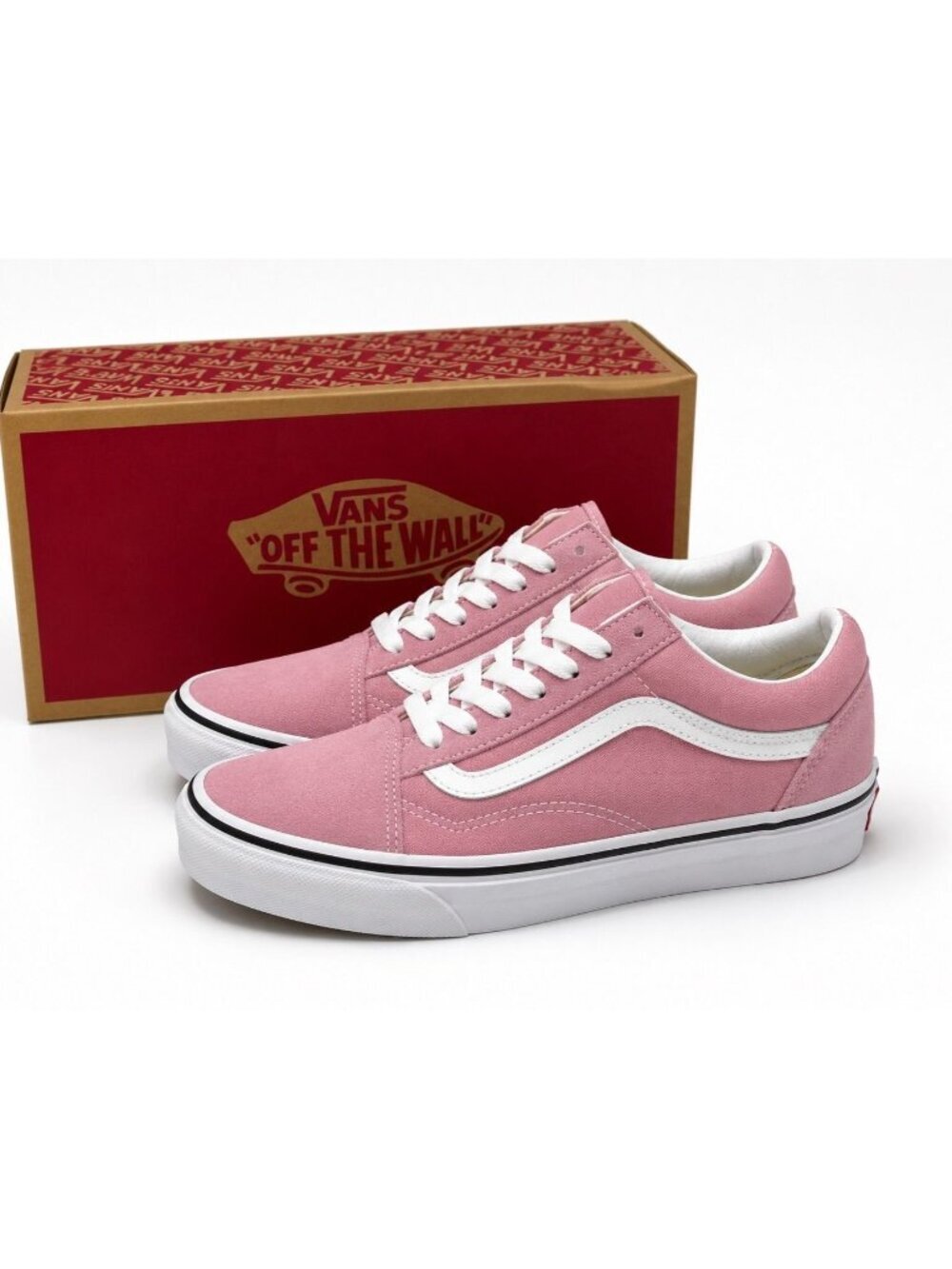 Vans Old Skool Women's 7 Pink Dawn White Low Top Skate Sneakers Casual Shoes